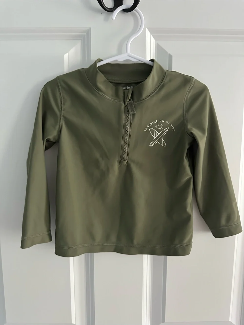 Carter's Olive Green Long-Sleeve Kids Swim Rash Guard